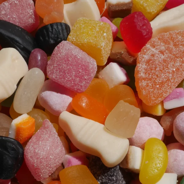 Retro pick 'n' mix sweet selection with traditional jelly babies, fruit jellies, dolly mixtures and jelly beans
